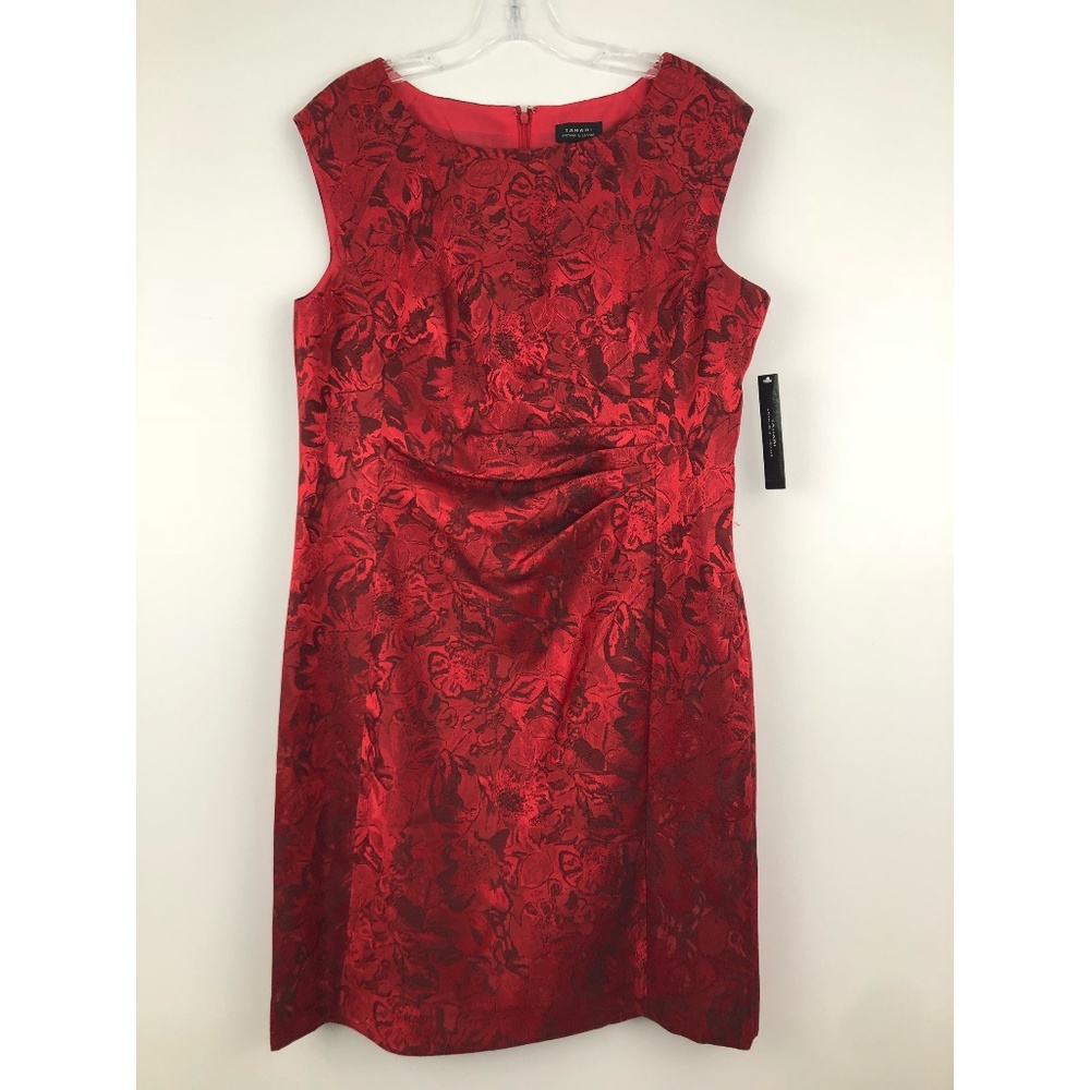 Tahari by ASL Side Ruche Jacquard Sheath Dress 14 - Picture 1 of 8